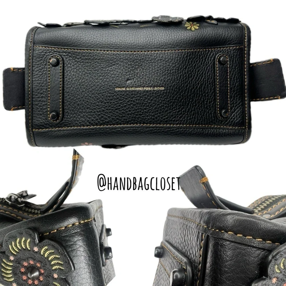 COACH 1941 TOOLED TEA ROSE TEAROSE WILLOW METAL AND LEATHER ROGUE 25 RARE BAG